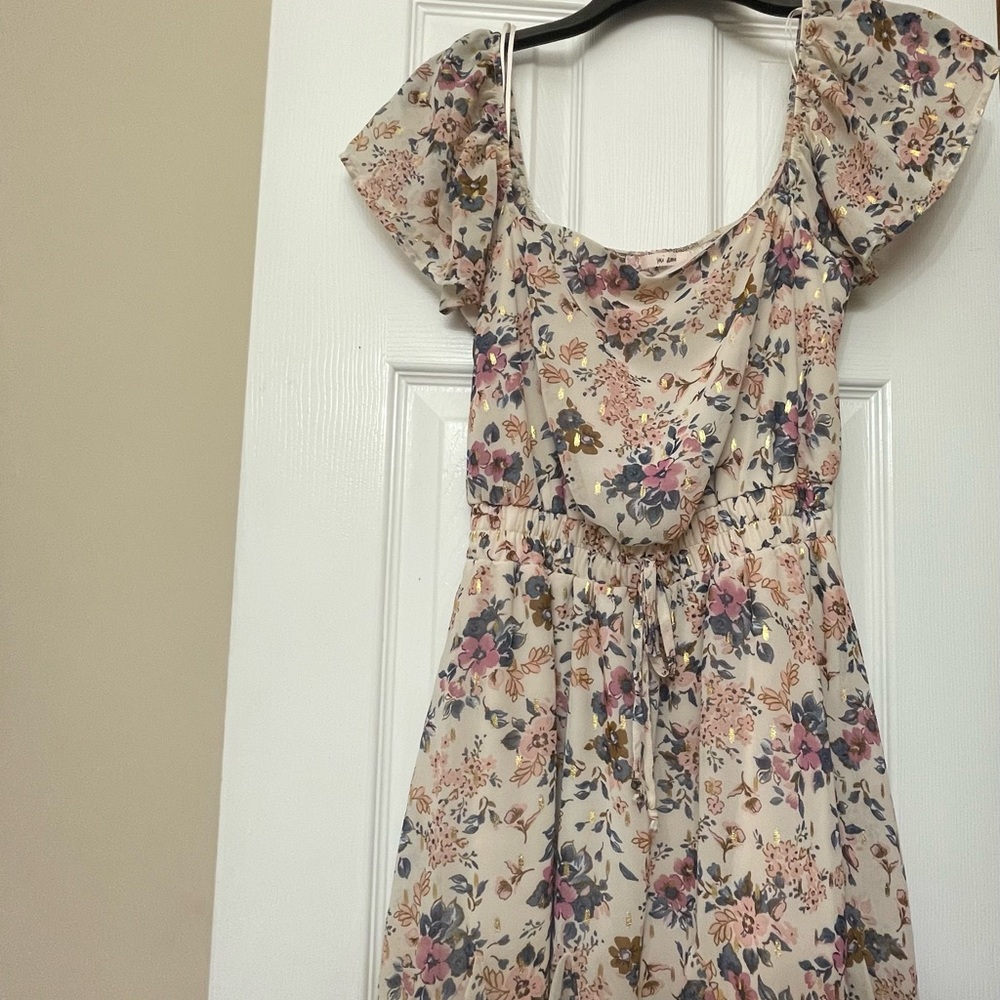 Pastel Flower dress with gold accents purchased from Francesca’s!